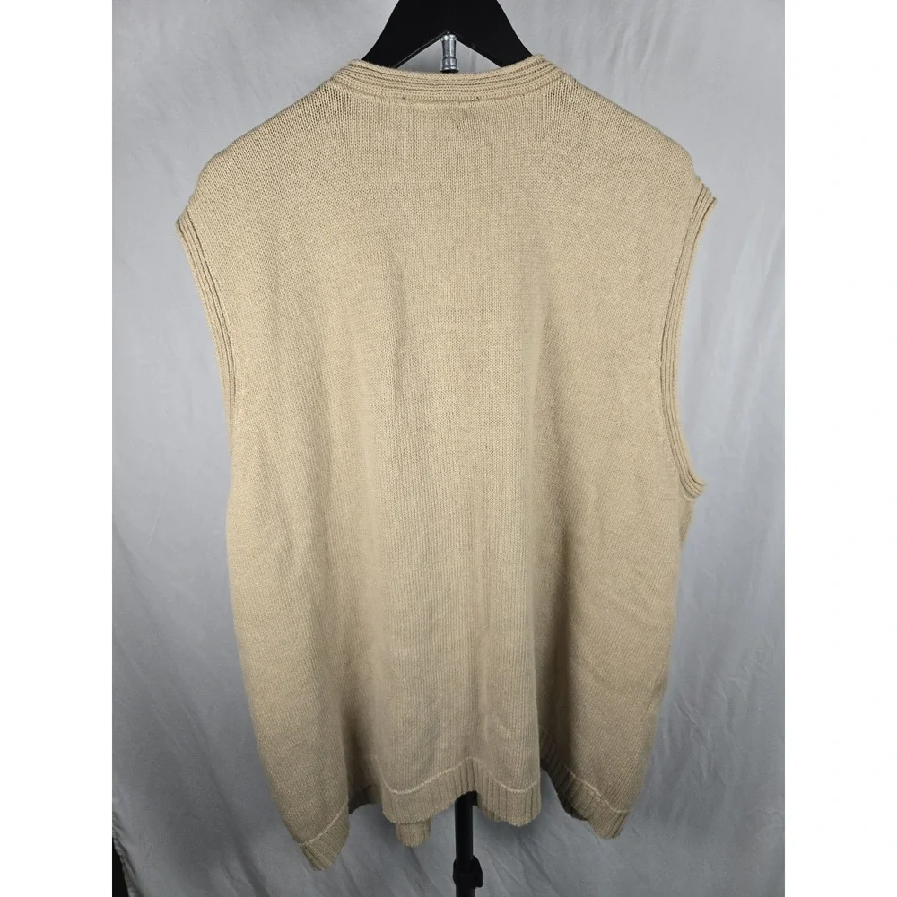 Vintage Y2K Eddie Bauer XXL Tall Linen Cotton Sweater Vest Beige Preppy Academia
